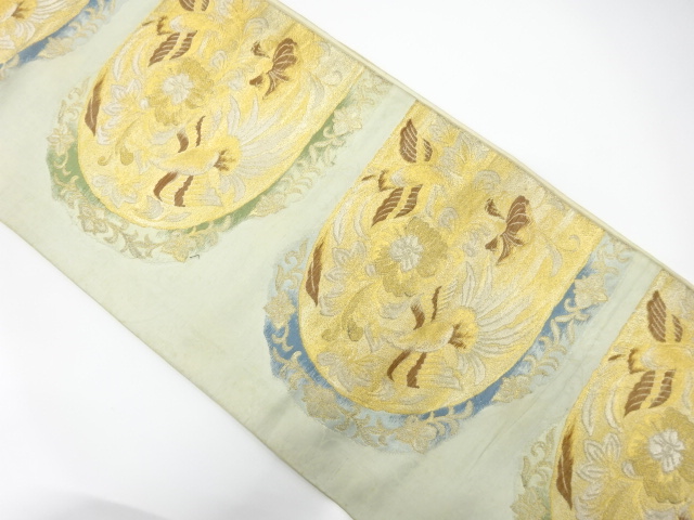 JAPANESE KIMONO / ANTIQUE FUKURO OBI / SILK / WOVEN FLOWER